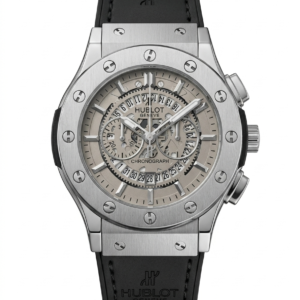 Hublot Classic Chronograph grey skeleton dial black strap