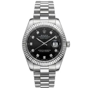 Rolex Datejust oyester perpetual silver chain black dial